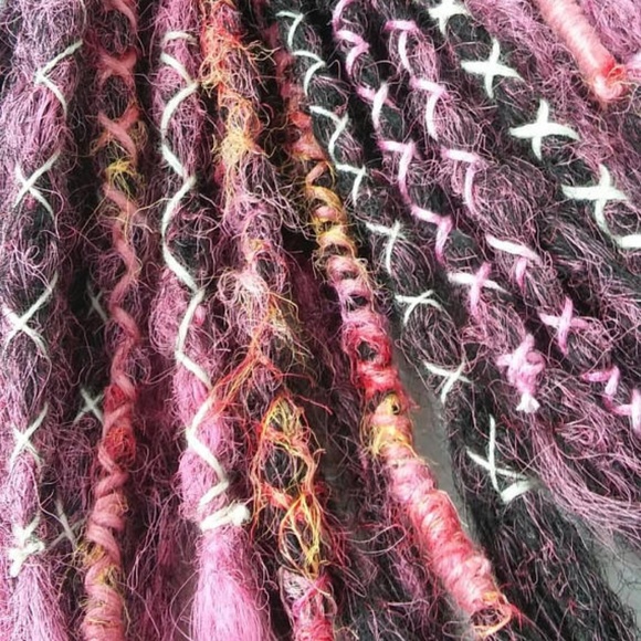 crochet decorated knotty pink black dreadlocks main image 4